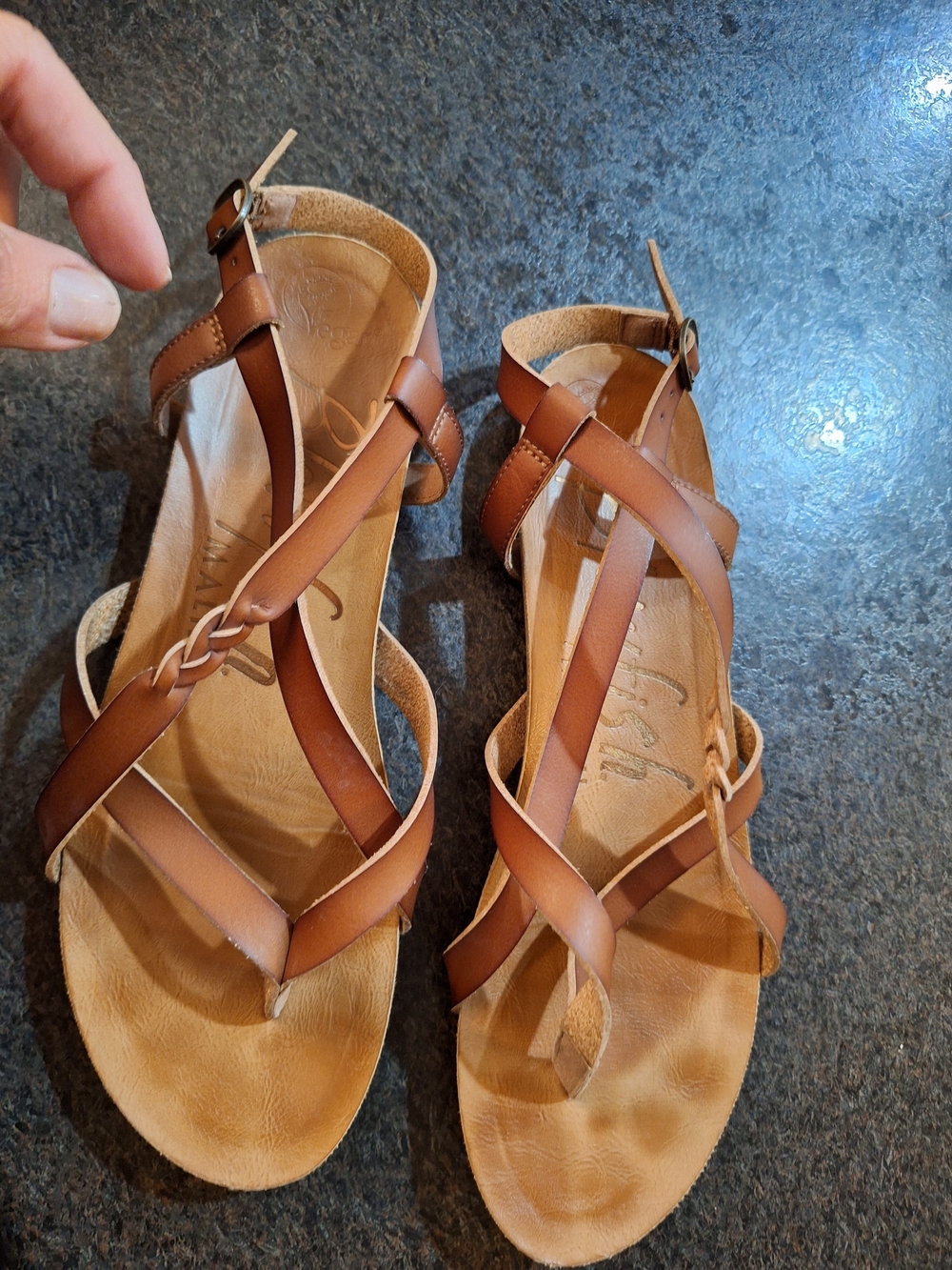 Blowfish Tan Brown Leather Strappy Gladiator Sandals